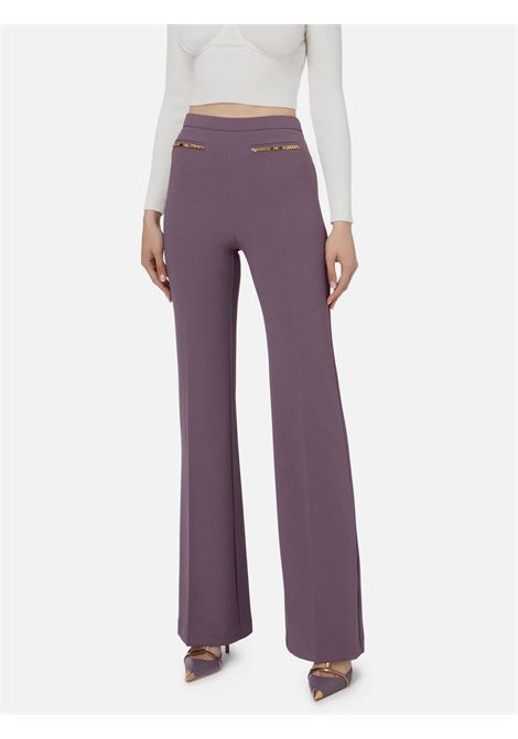 Pantalone palazzo in crêpe con morsetti Elisabetta Franchi ELISABETTA FRANCHI | Pantaloni | PA01436E3BI3
